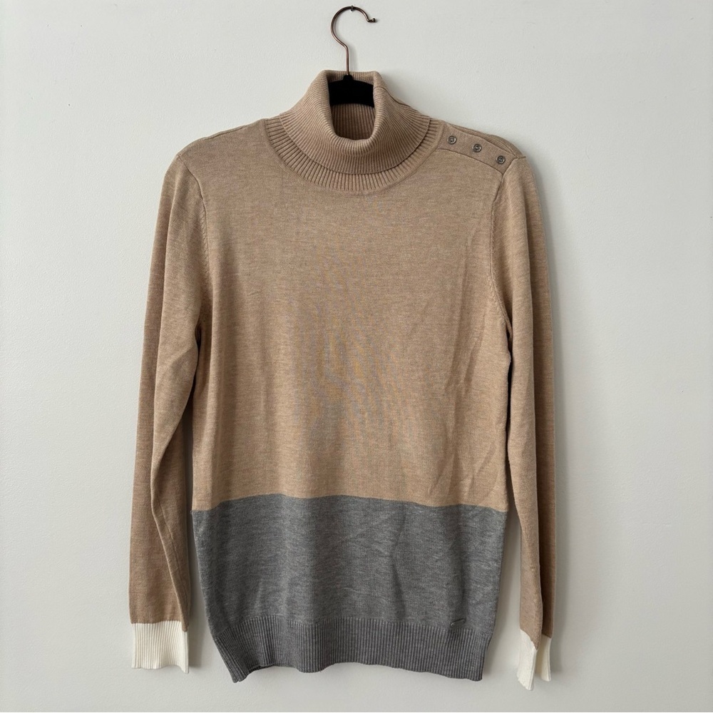 Calvin Klein Women’s Colorblock Turtleneck Sweater